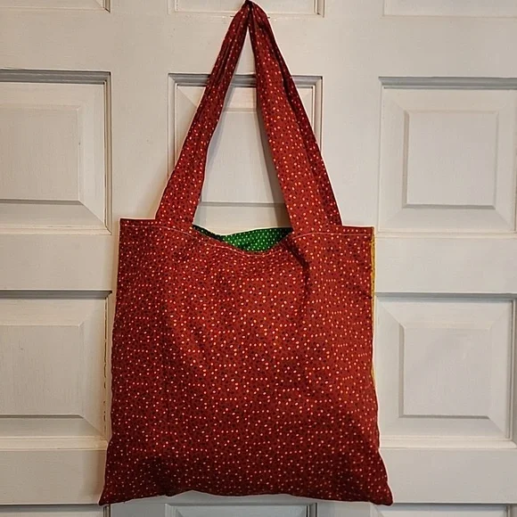 Handmade Multicolor Mushroom Tote Bag - Yellow, Blue, Red,Green - Picture 3 of 3